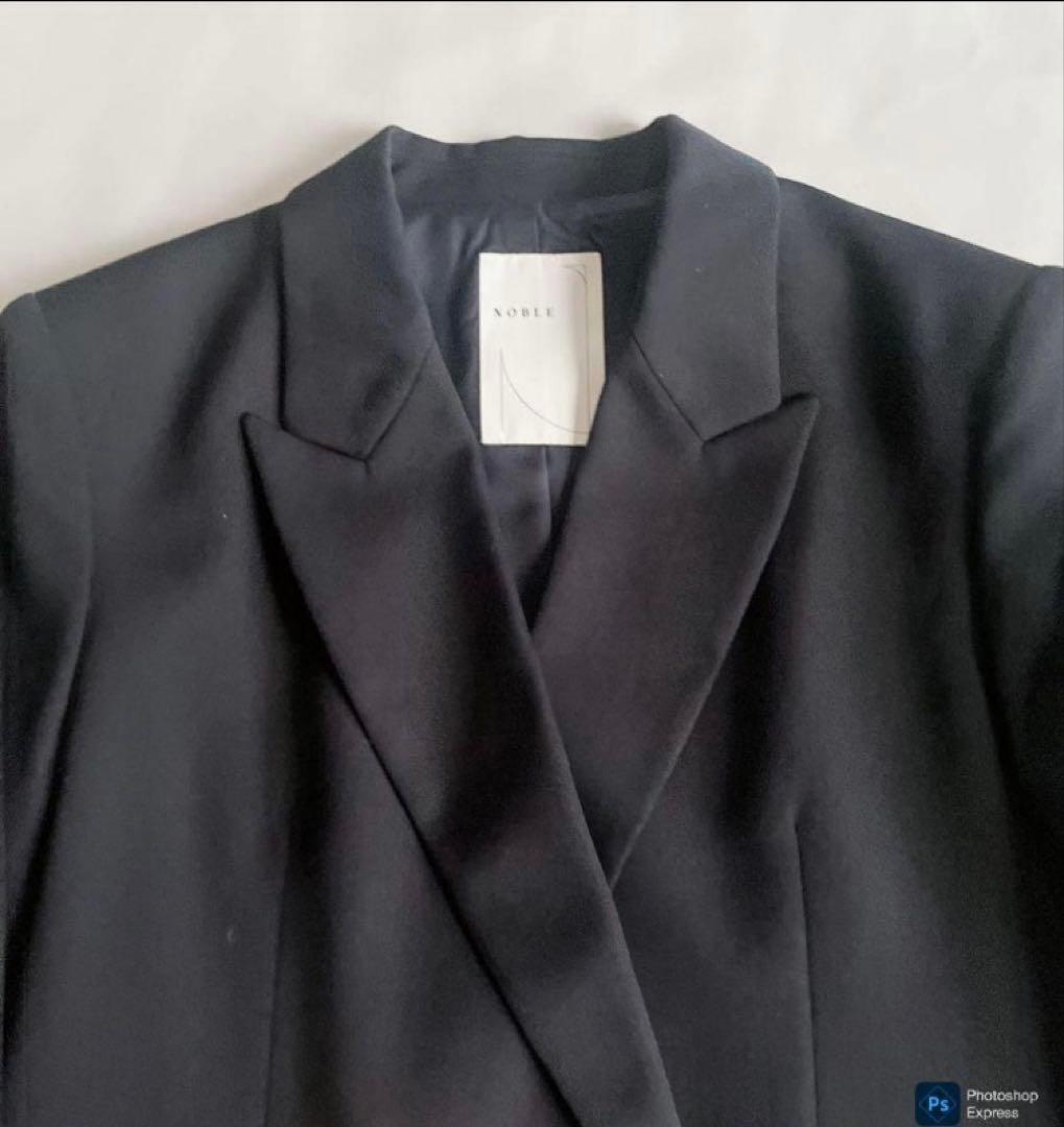 Noble ノーブル★ピークドロングジャケット ダブル　ネイビー 38