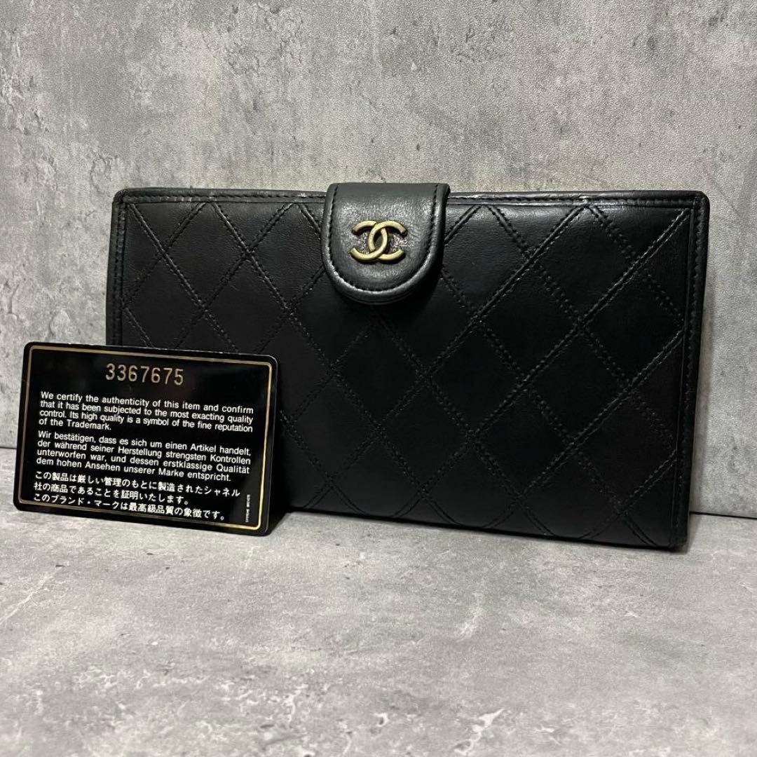 CHANEL ピコローレ ワイルドステッチ 長財布 がま口 レザー ウォレット