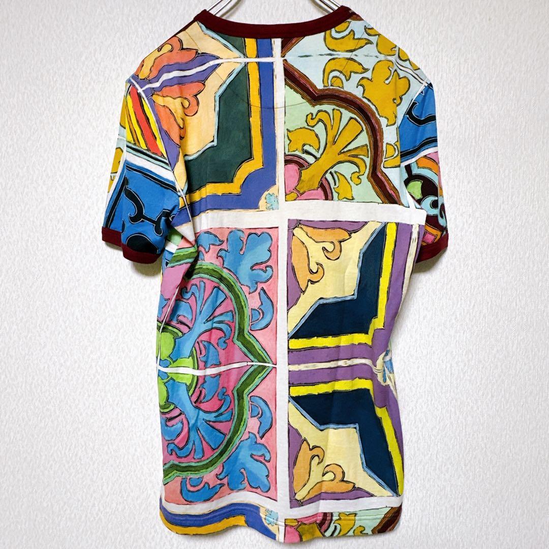 【極美品】ドルチェ&ガッバーナ タイルプリントTシャツ 48 イタリア製