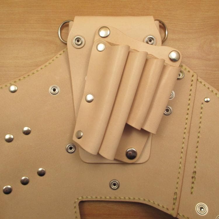 【トリマー向き】 ７丁差し　ヌメ革ナチュラル　シザーケース　TSC-10/NA