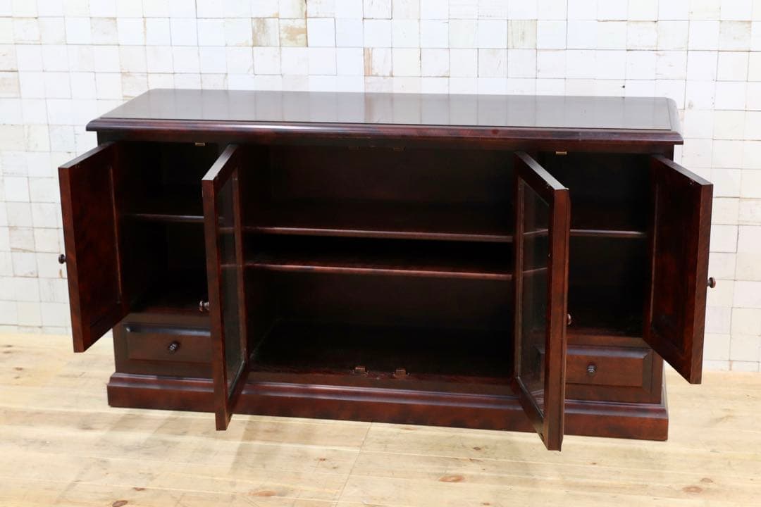 GMHH250○民芸家具 サイドボード リビングボード 樺材 レトロ 和家具 和