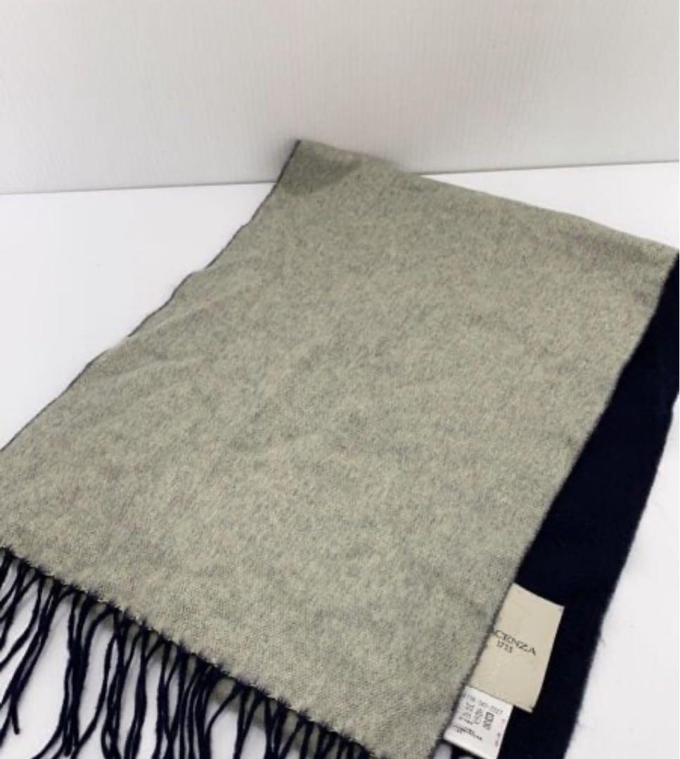 美品　PIACENZA ピアチェンツァ マフラー カシミヤ シルク　ネイビー