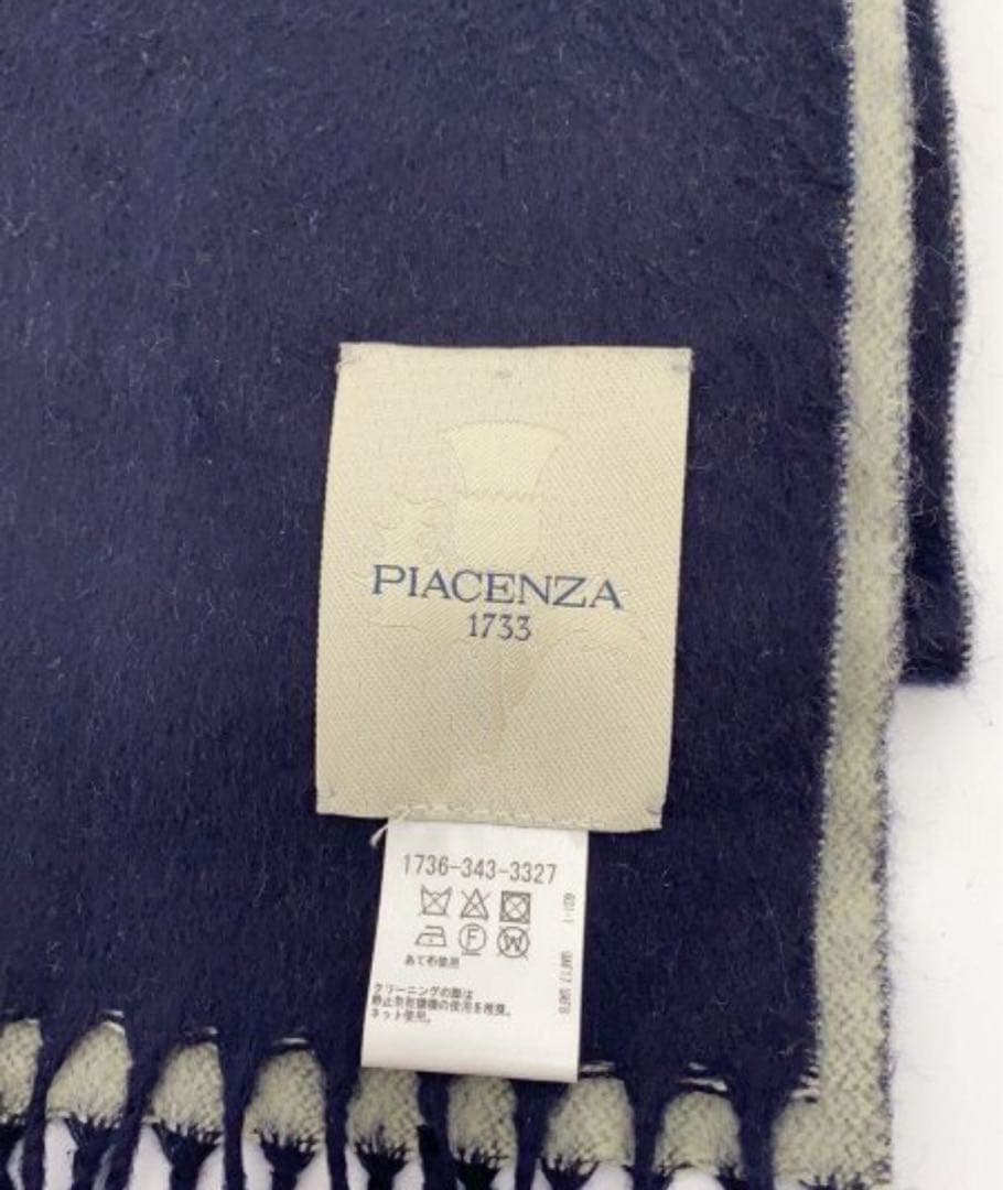 美品　PIACENZA ピアチェンツァ マフラー カシミヤ シルク　ネイビー
