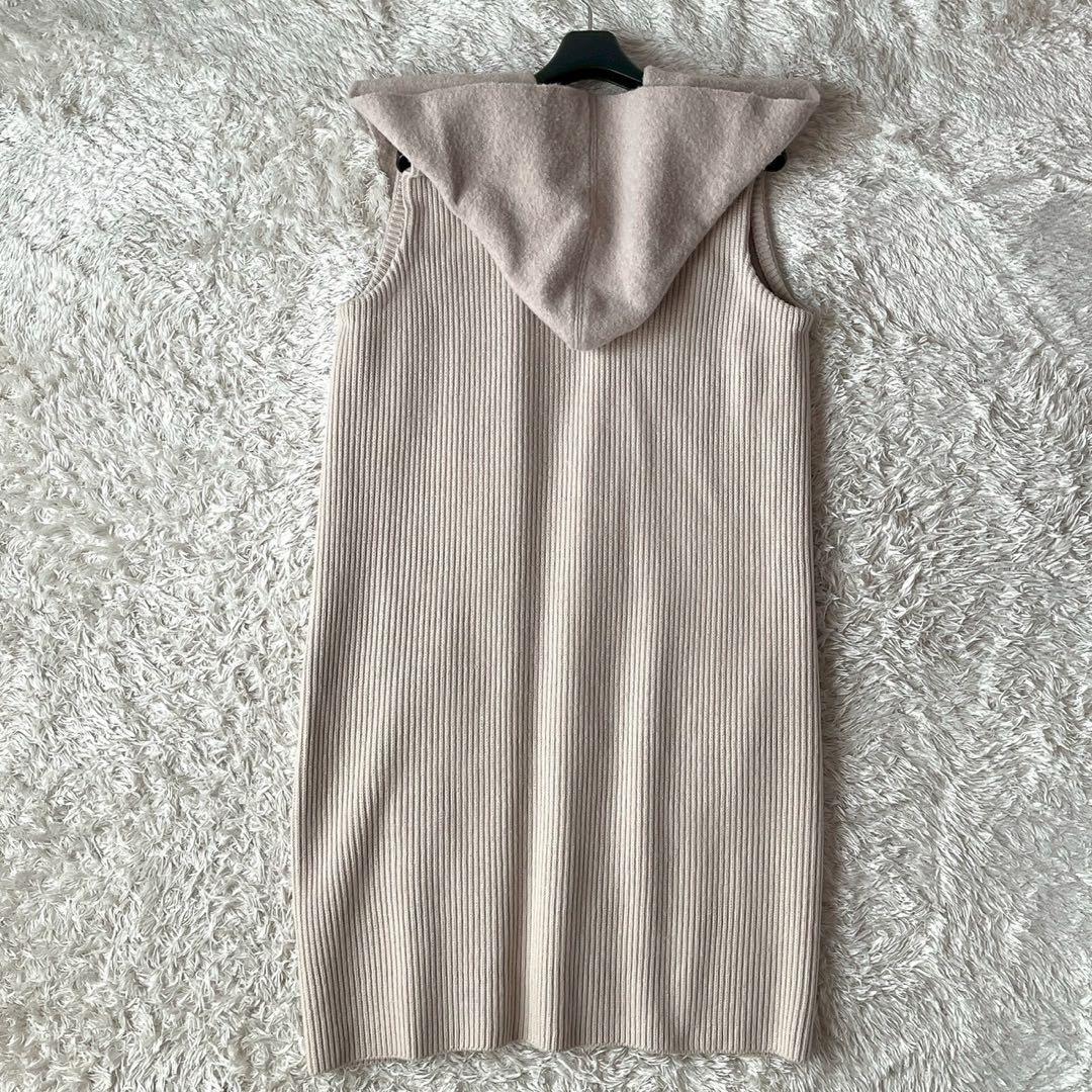 フォクシー カシミアウール ニットジレ ロングベスト フーディ ニットコート