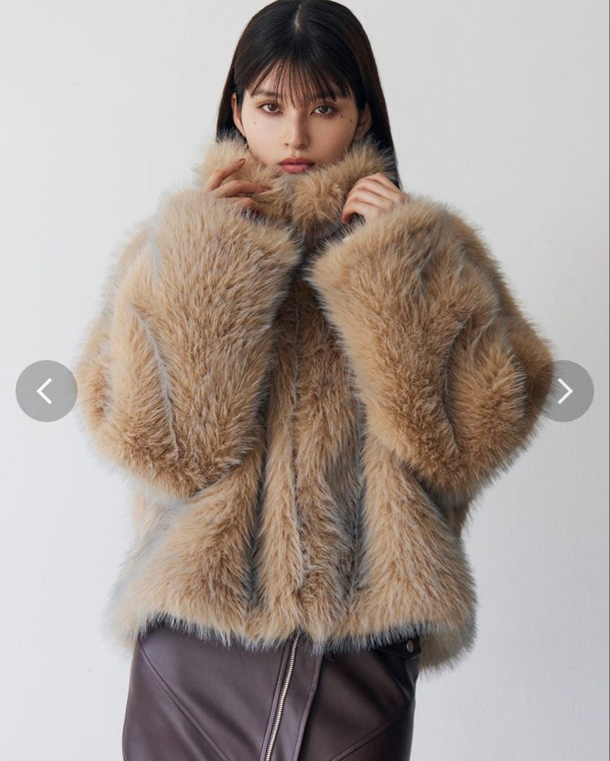 早い者勝ち⭐︎人気完売⭐︎新品未使用MURUA MIXフェイクファーブルゾンベージュ