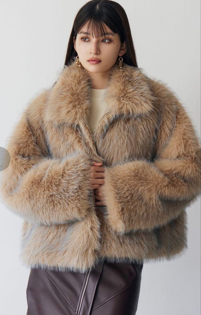 早い者勝ち⭐︎人気完売⭐︎新品未使用MURUA MIXフェイクファーブルゾンベージュ