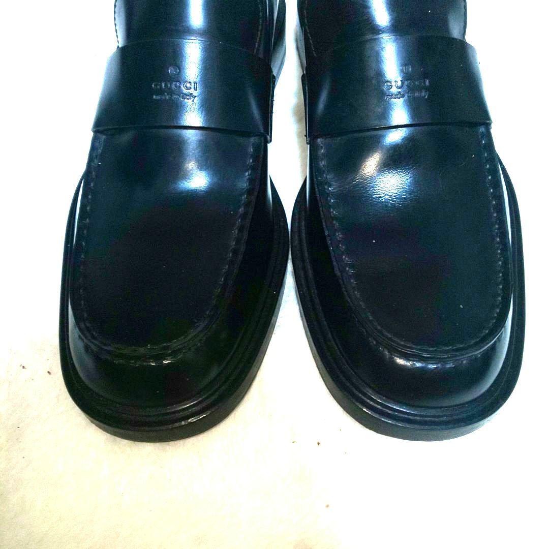 GUCCI ロゴ 刻印 ローファー 41 1/2 E ブラック