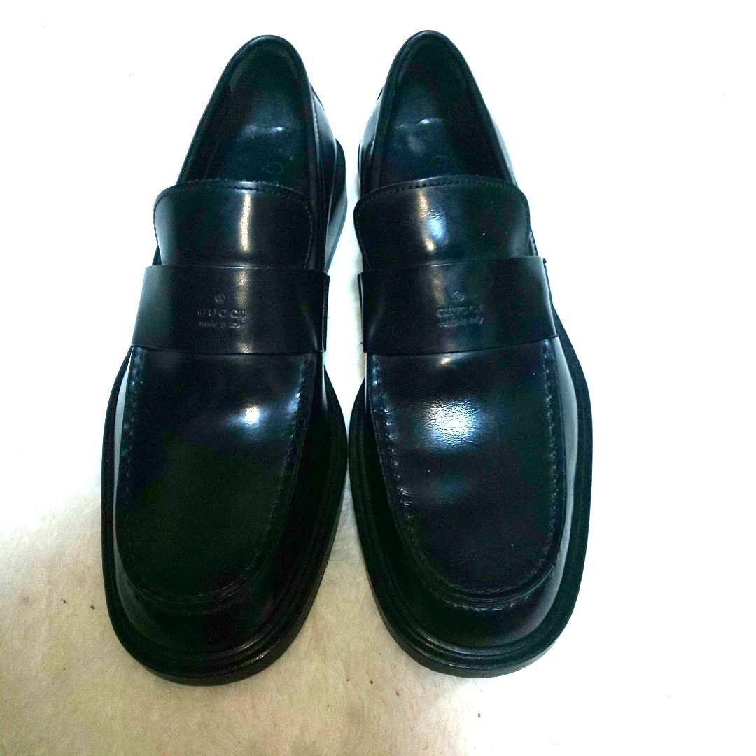 GUCCI ロゴ 刻印 ローファー 41 1/2 E ブラック