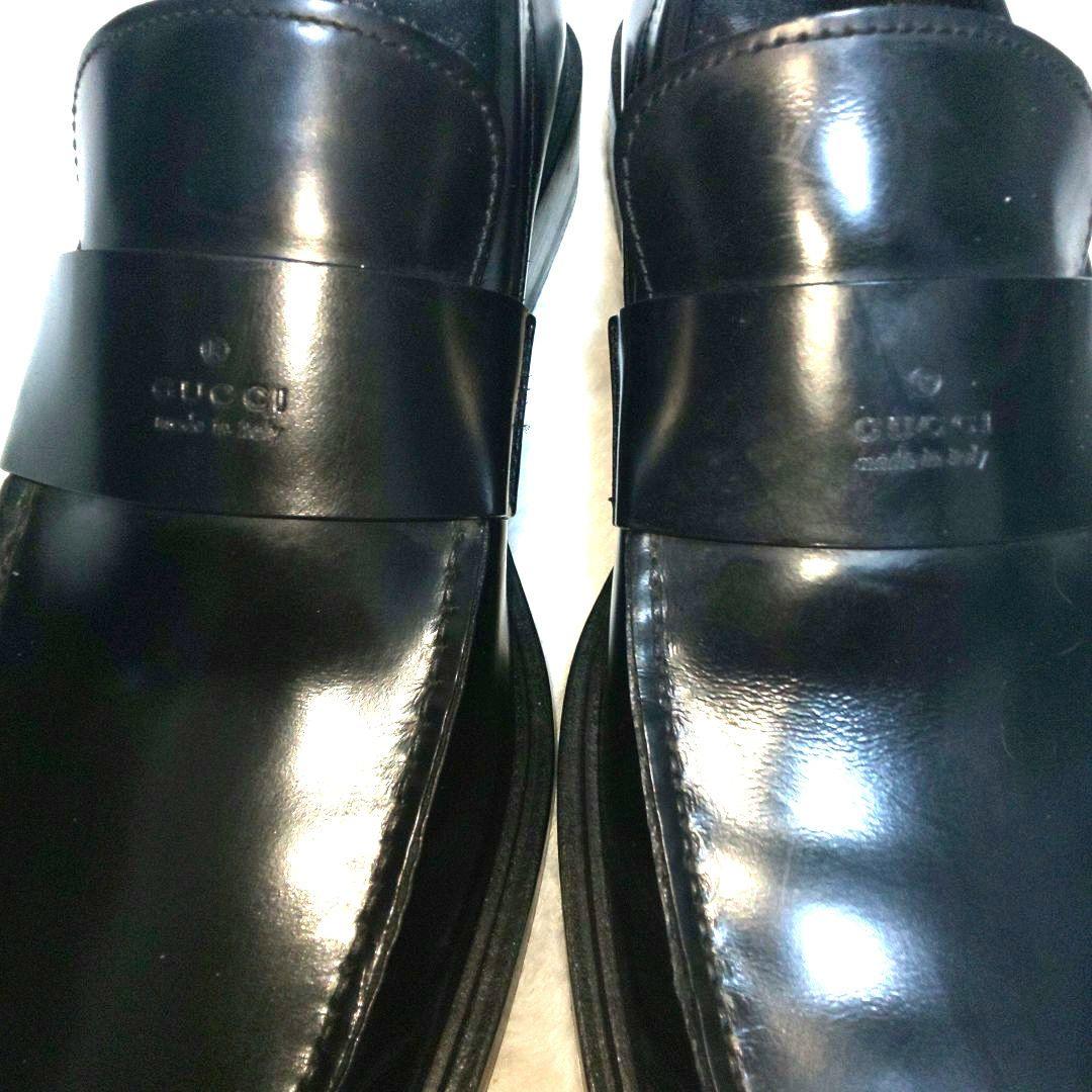 GUCCI ロゴ 刻印 ローファー 41 1/2 E ブラック