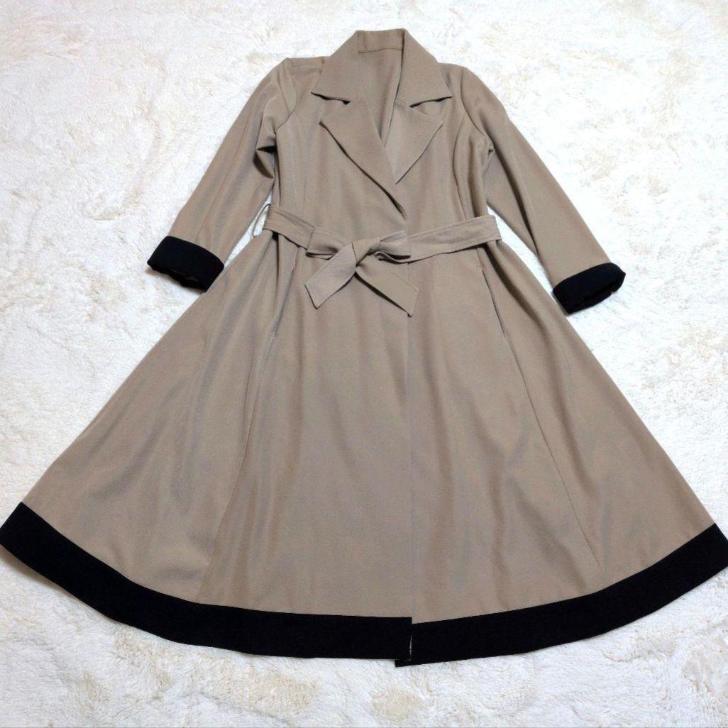 ジェンヌ　トレンチコート　秋　春　ベージュ　バイカラー