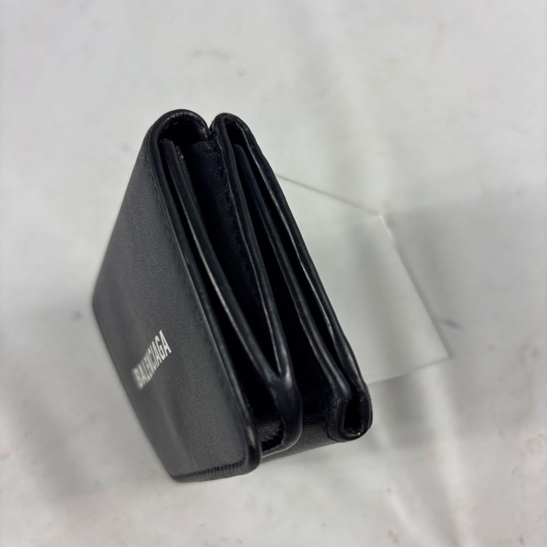 バレンシアガ 三つ折り財布 コンパクトウォレット レザー ロゴ ブラック