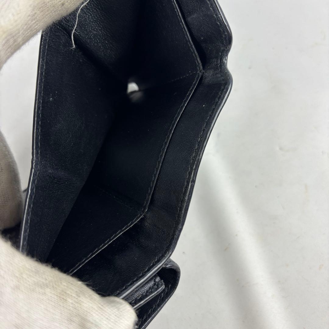 バレンシアガ 三つ折り財布 コンパクトウォレット レザー ロゴ ブラック