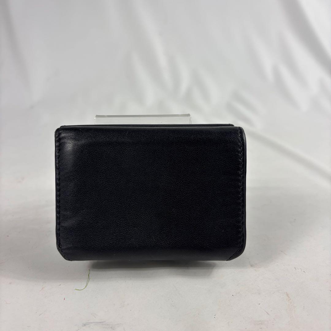バレンシアガ 三つ折り財布 コンパクトウォレット レザー ロゴ ブラック