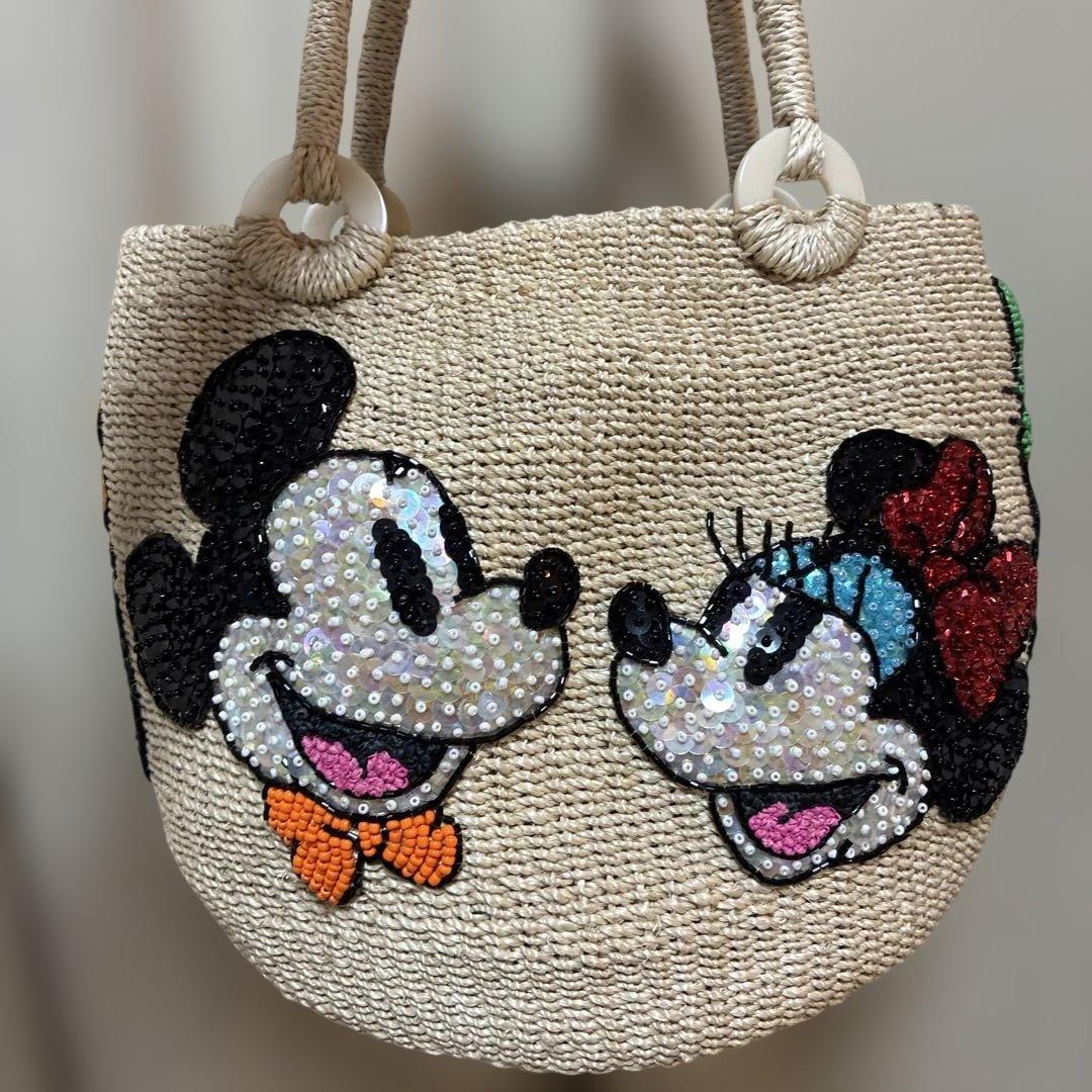 け*マ様 ディズニー　BEAMS ビーズ刺繍 かごバッグ