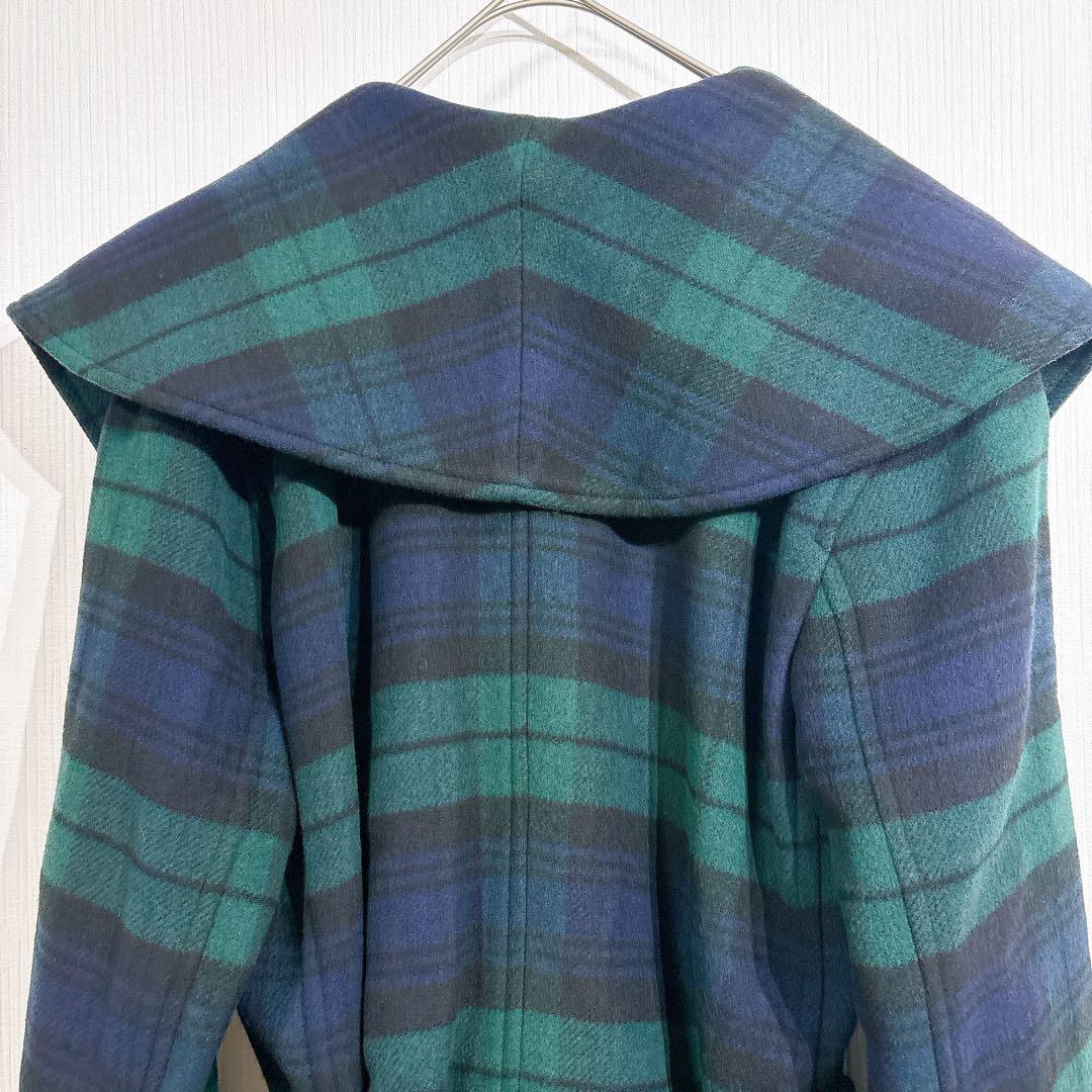 美品◇現行品　ポロラルフローレン　プラッドウールブレンドツイルラップコート