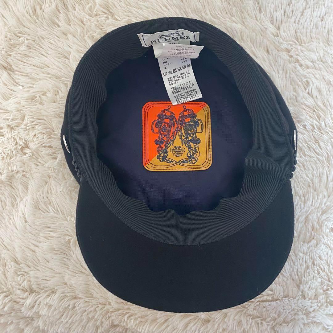 HERMES♡エルメス ドーヴィル 57 カシミヤキャスケット ブラック 帽子