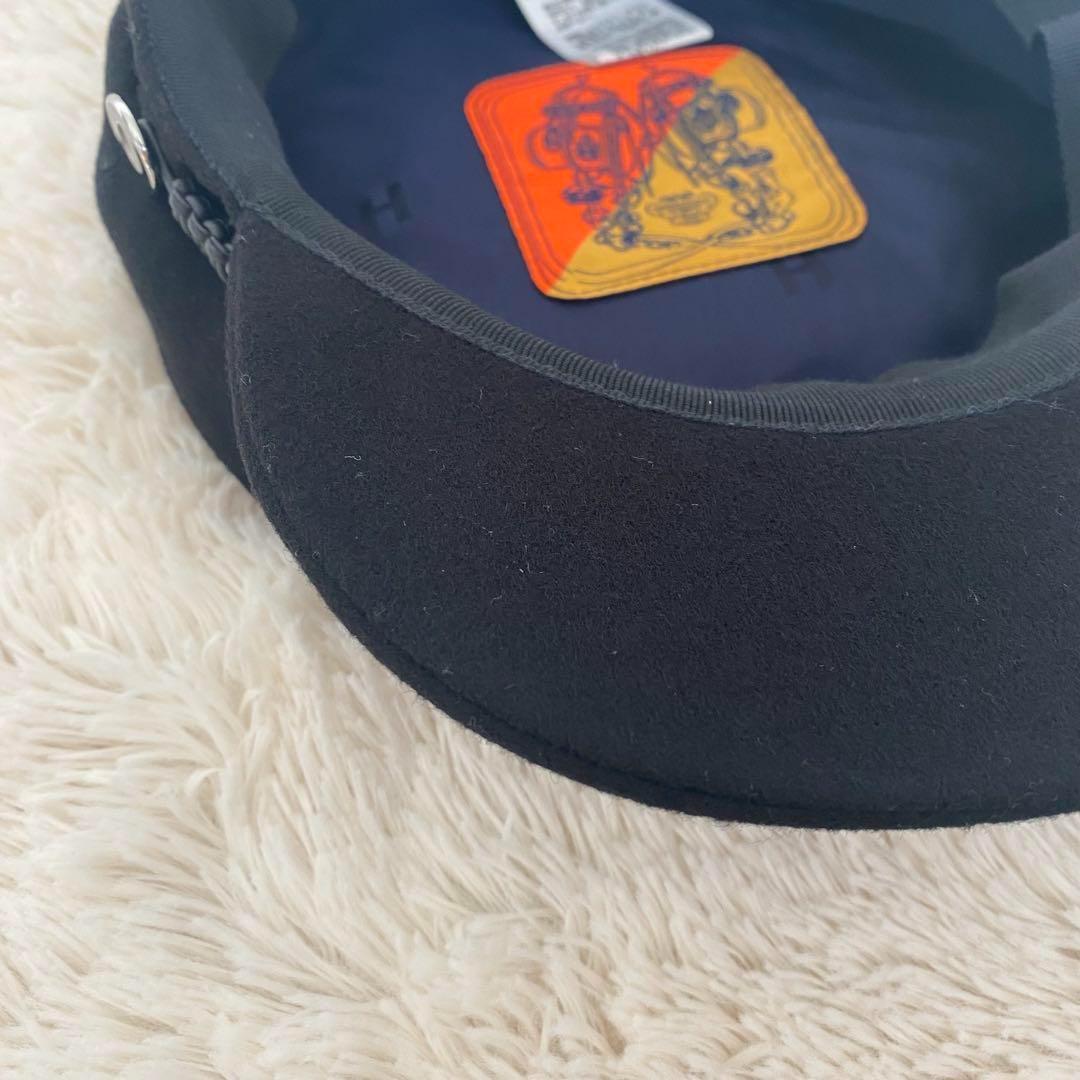 HERMES♡エルメス ドーヴィル 57 カシミヤキャスケット ブラック 帽子