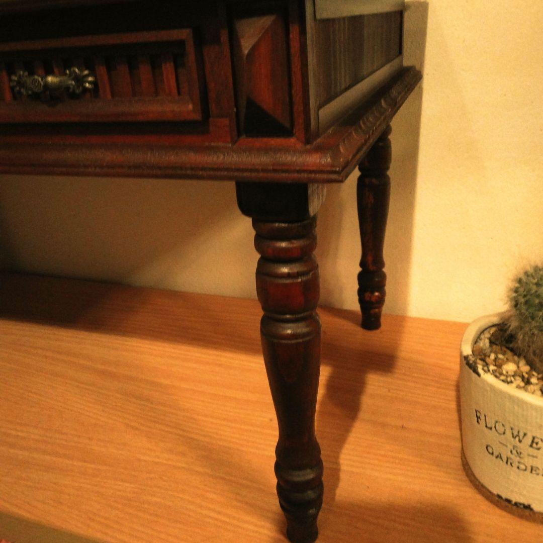 【一点もの】 高級 木製 西洋アンティーク ミニデスク　 引き出し付