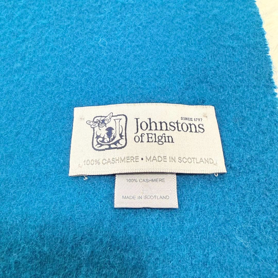 johnstons カシミア100％マフラー ブルー