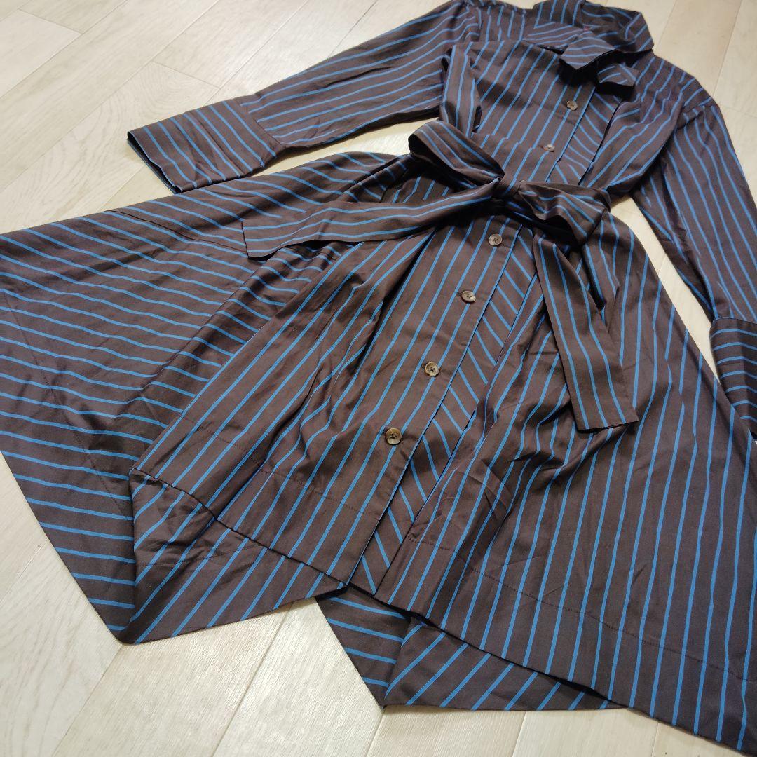 ヴィヴィアン　変形ワンピース　ストライプ　アシンメトリー　リボン　タグ付新品　M