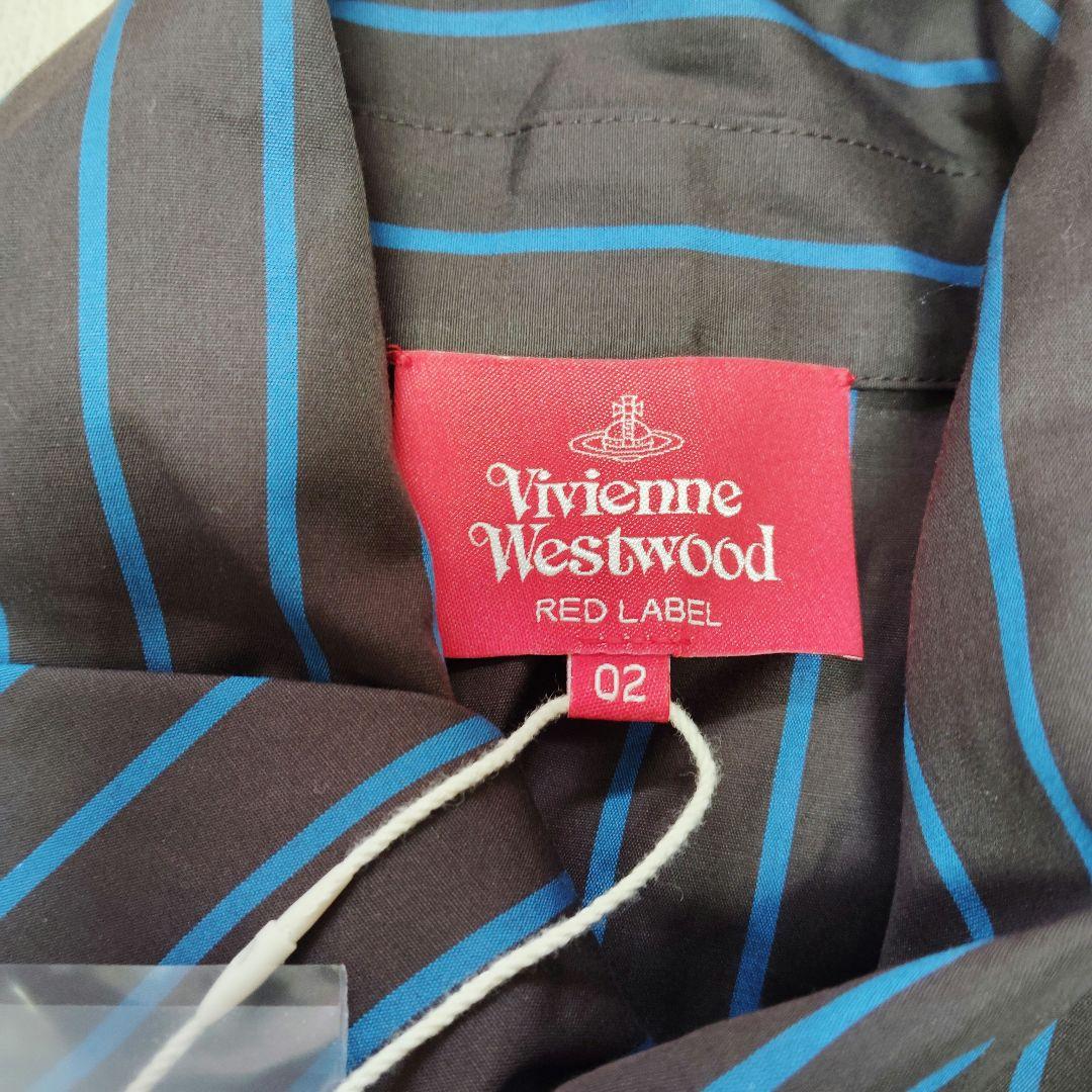 ヴィヴィアン　変形ワンピース　ストライプ　アシンメトリー　リボン　タグ付新品　M