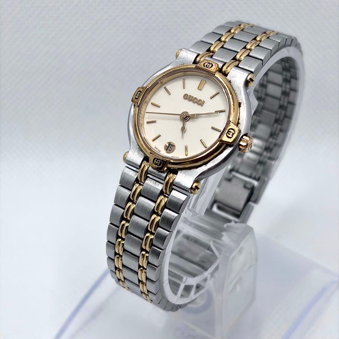 GUCCI グッチ 9000L デイト ゴールド シルバー レディース ジャンク