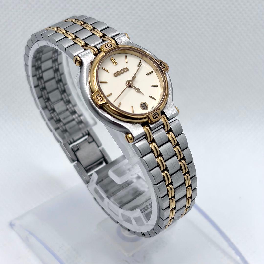 GUCCI グッチ 9000L デイト ゴールド シルバー レディース ジャンク