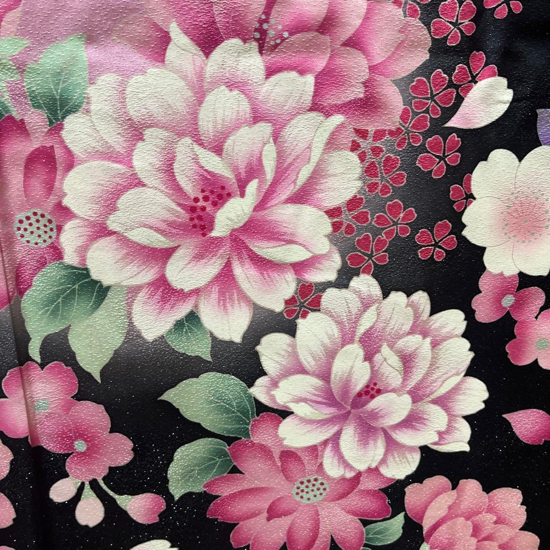 振袖　正絹　成人式　黒