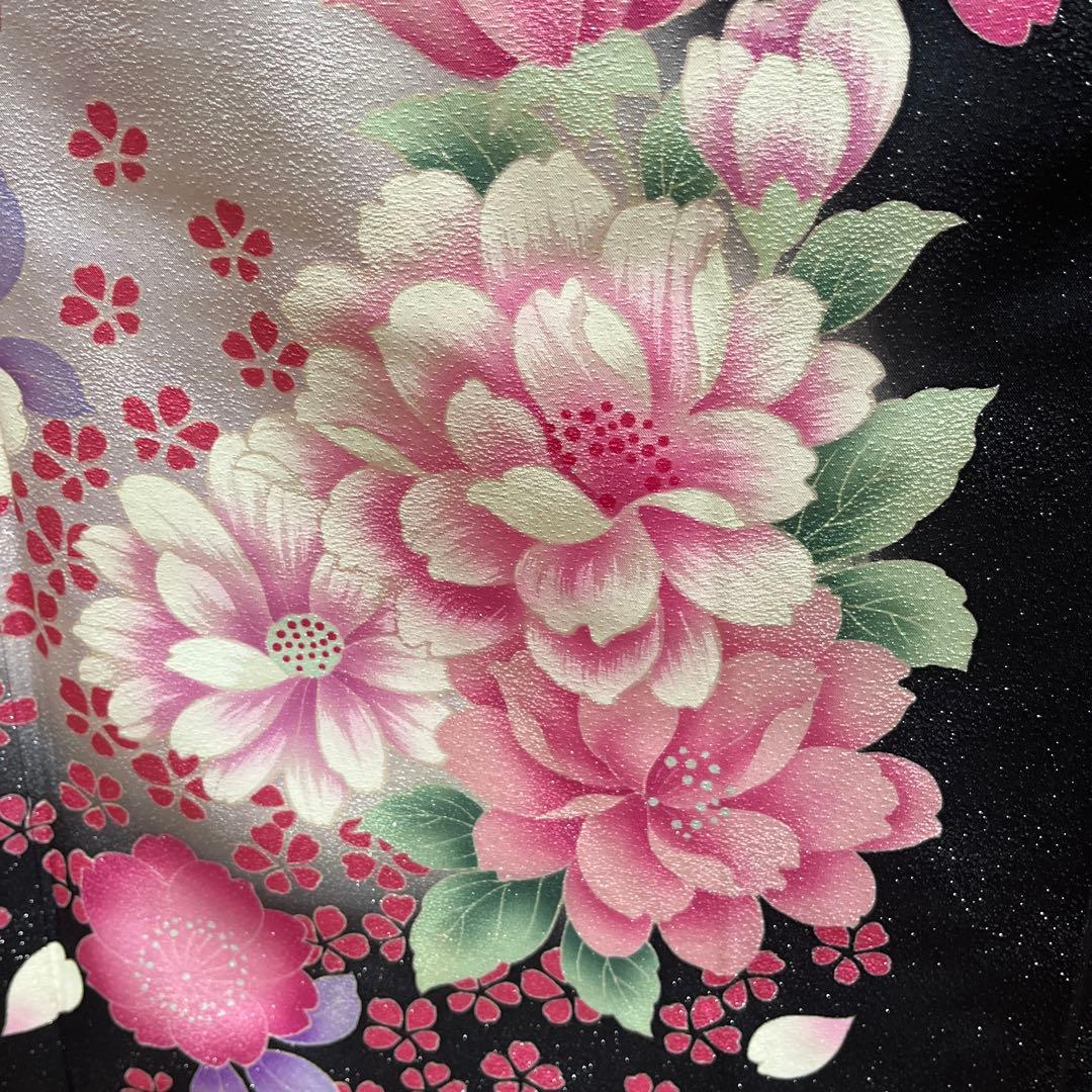 振袖　正絹　成人式　黒