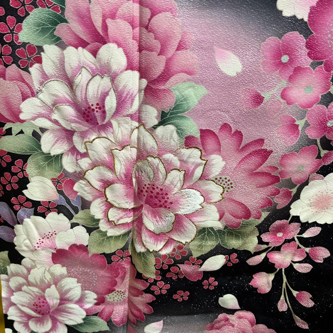 振袖　正絹　成人式　黒