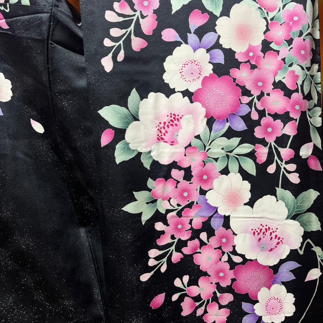 振袖　正絹　成人式　黒