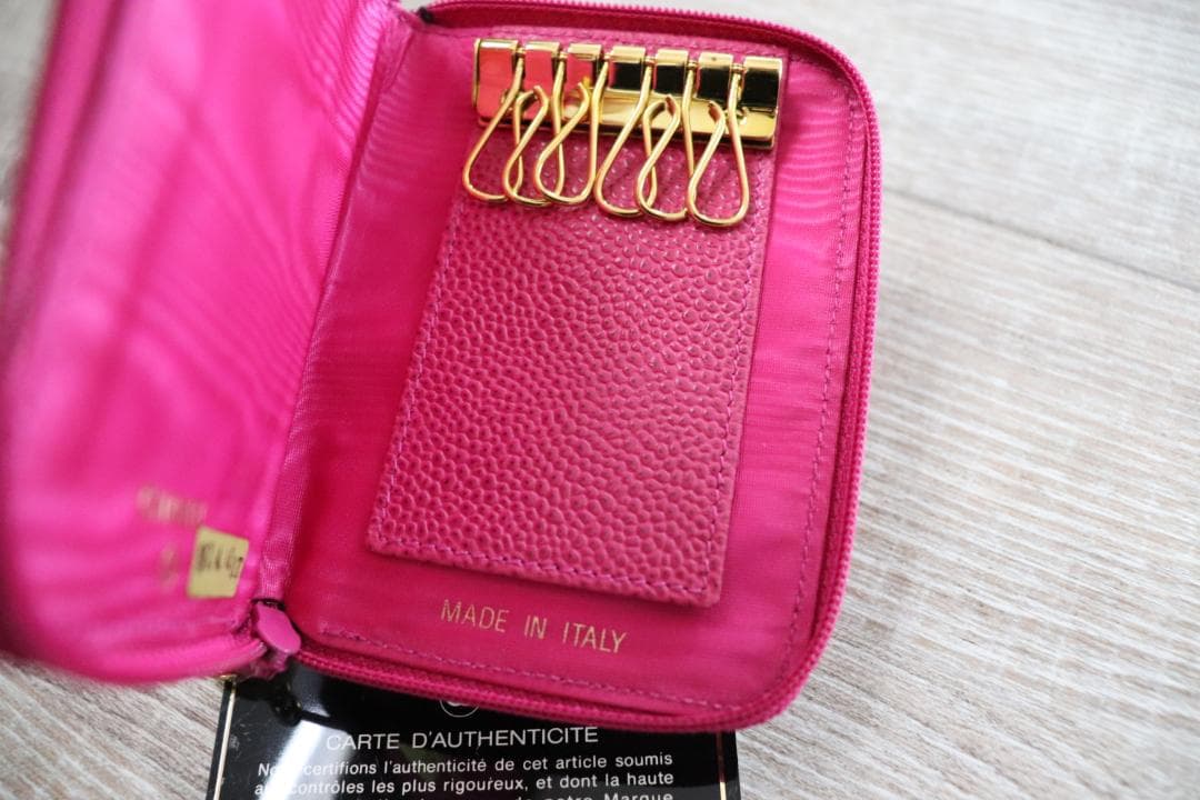 【正規品】美✨ビンテージCHANELキャビアスキン⭐︎ラウンドファスナーキーケース