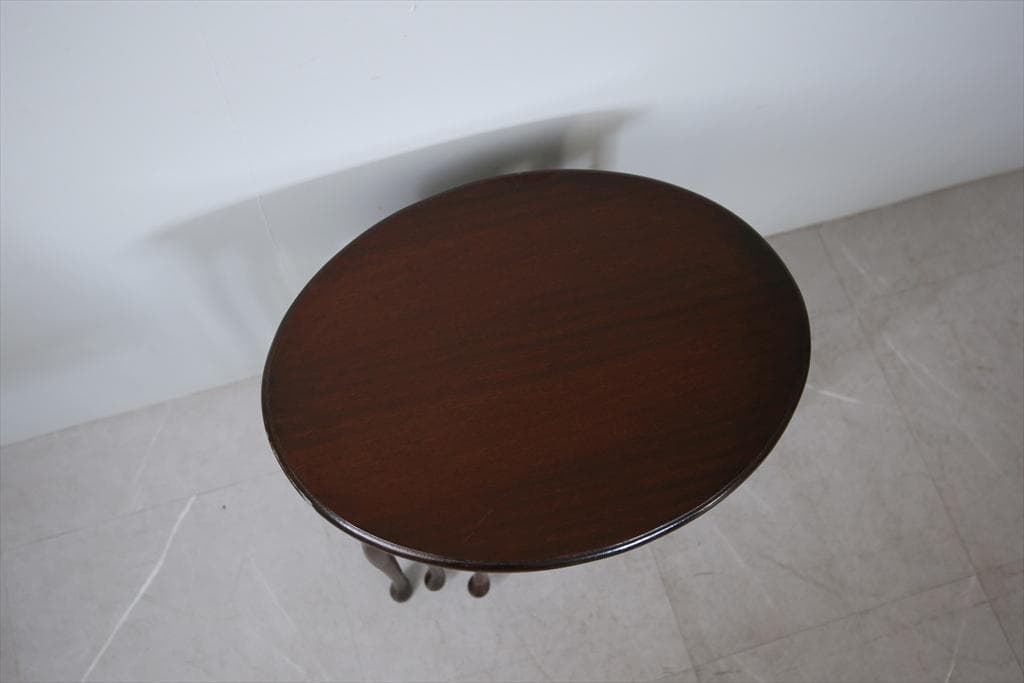 英国アンティーク猫脚ネストテーブル3台/木製机/サイドテーブル(92-238)