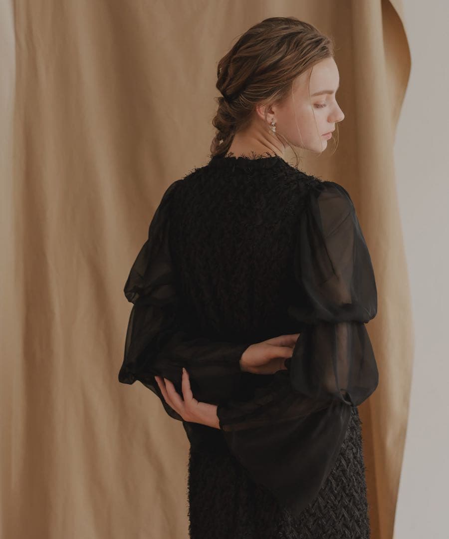 新品Dorry Doll ドリードール　デザインスリーブシャギードレス　M