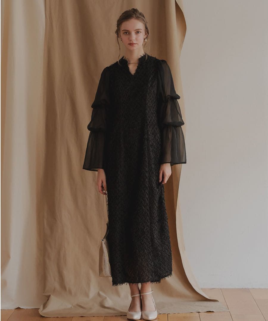 新品Dorry Doll ドリードール　デザインスリーブシャギードレス　M