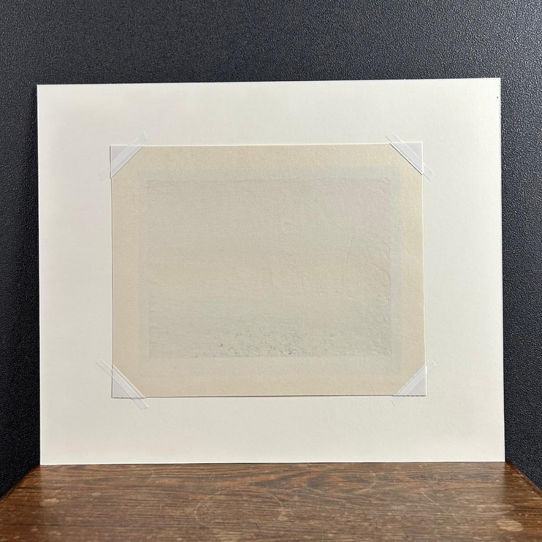 美品 牧野宗則「夜明け」木版画 1989年制作 直筆サイン入り お洒落な額装