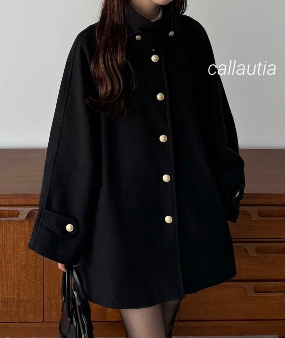 新品タグ付きcallautia カラウティア　ゴールドボタンミドルコート