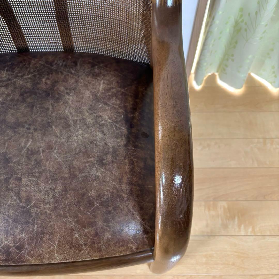 karimoku カリモク 籐 ラタン 木製 ダイニングチェア 昭和レトロ