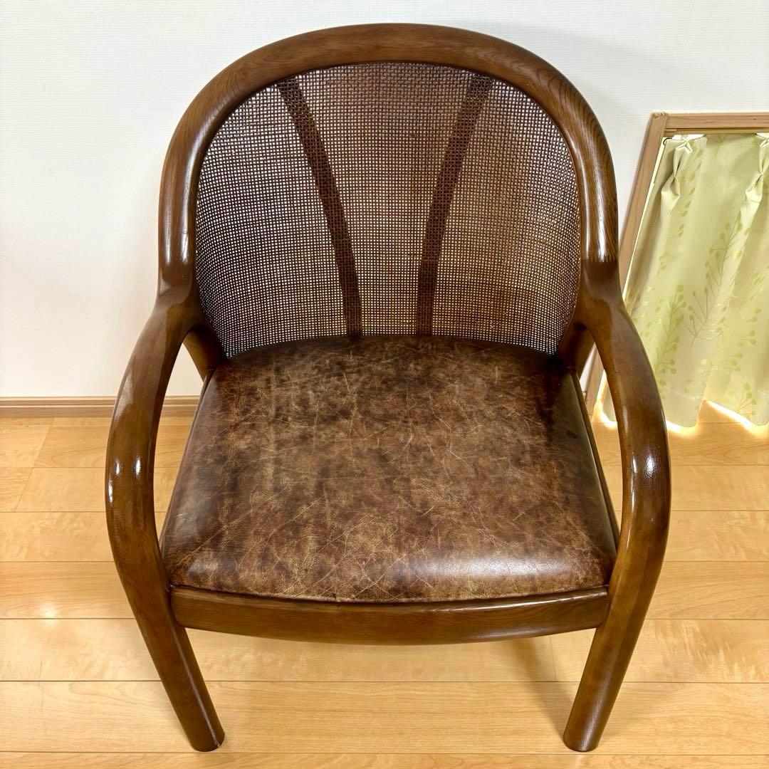 karimoku カリモク 籐 ラタン 木製 ダイニングチェア 昭和レトロ
