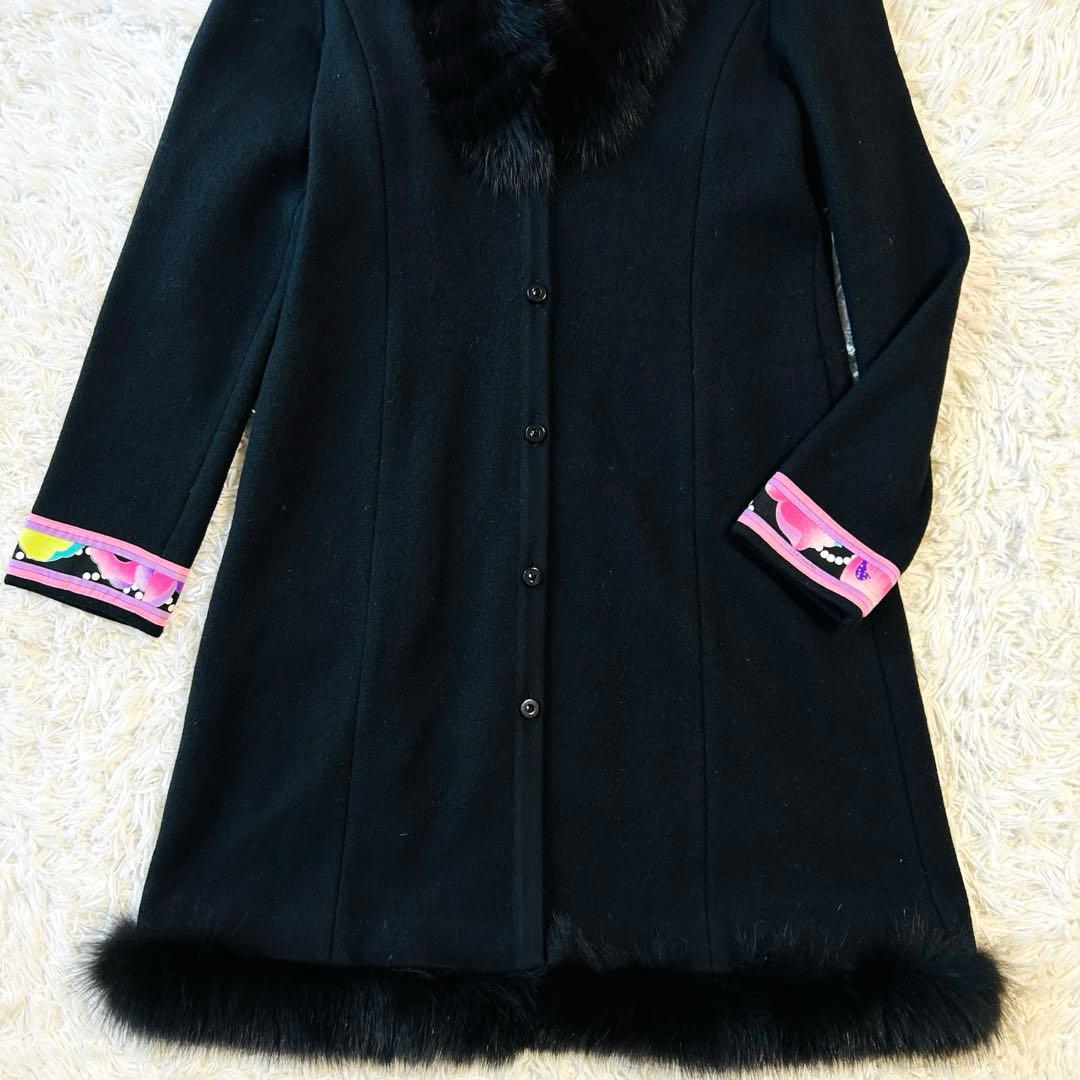 レオナール LEONARD ロングコート 裾ファー 襟ファー フォックスファー