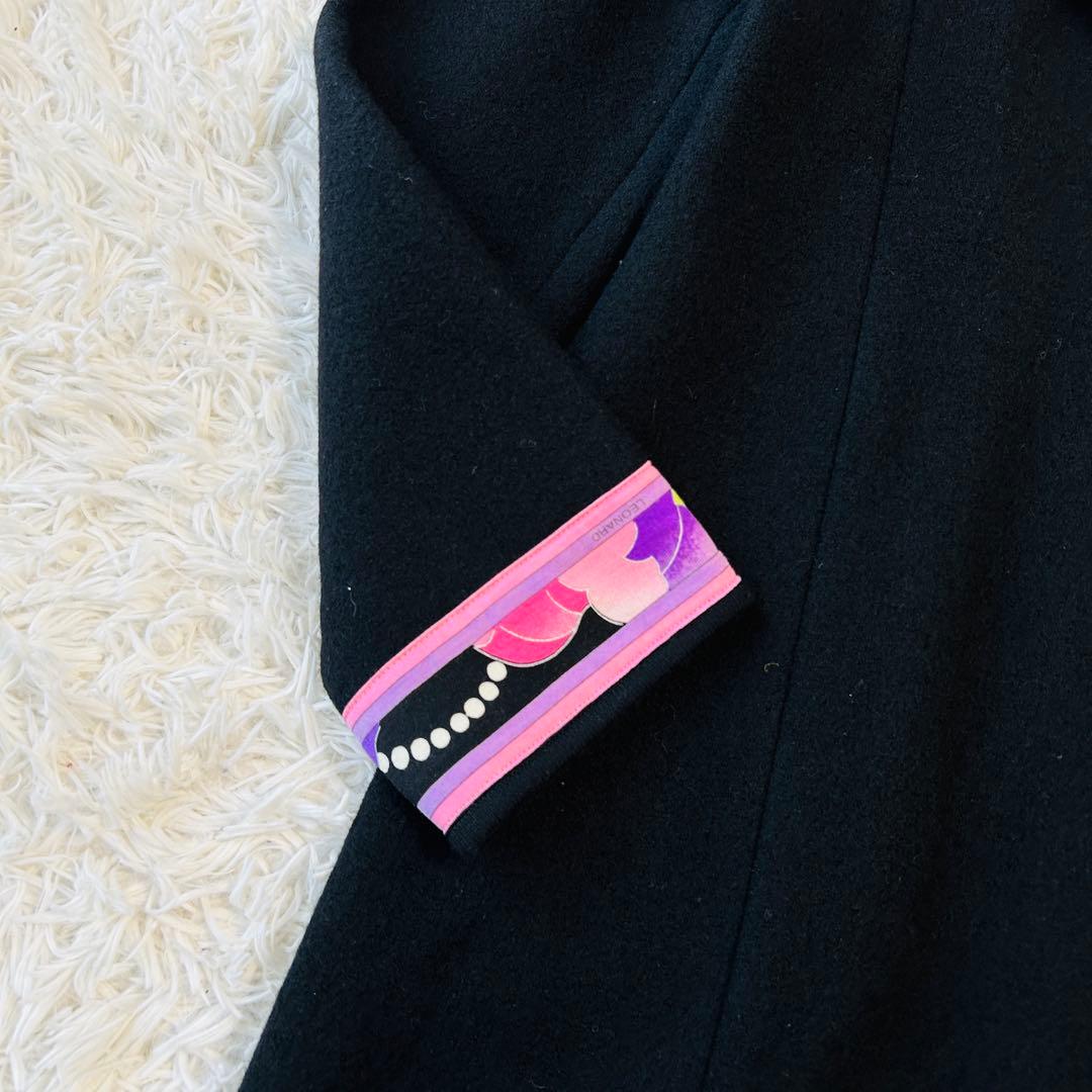 レオナール LEONARD ロングコート 裾ファー 襟ファー フォックスファー