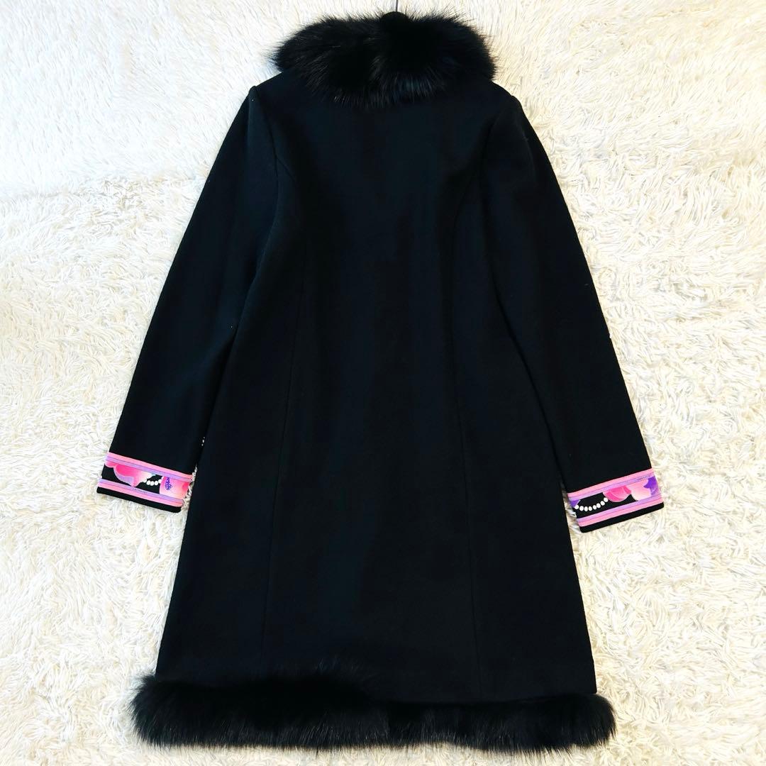 レオナール LEONARD ロングコート 裾ファー 襟ファー フォックスファー