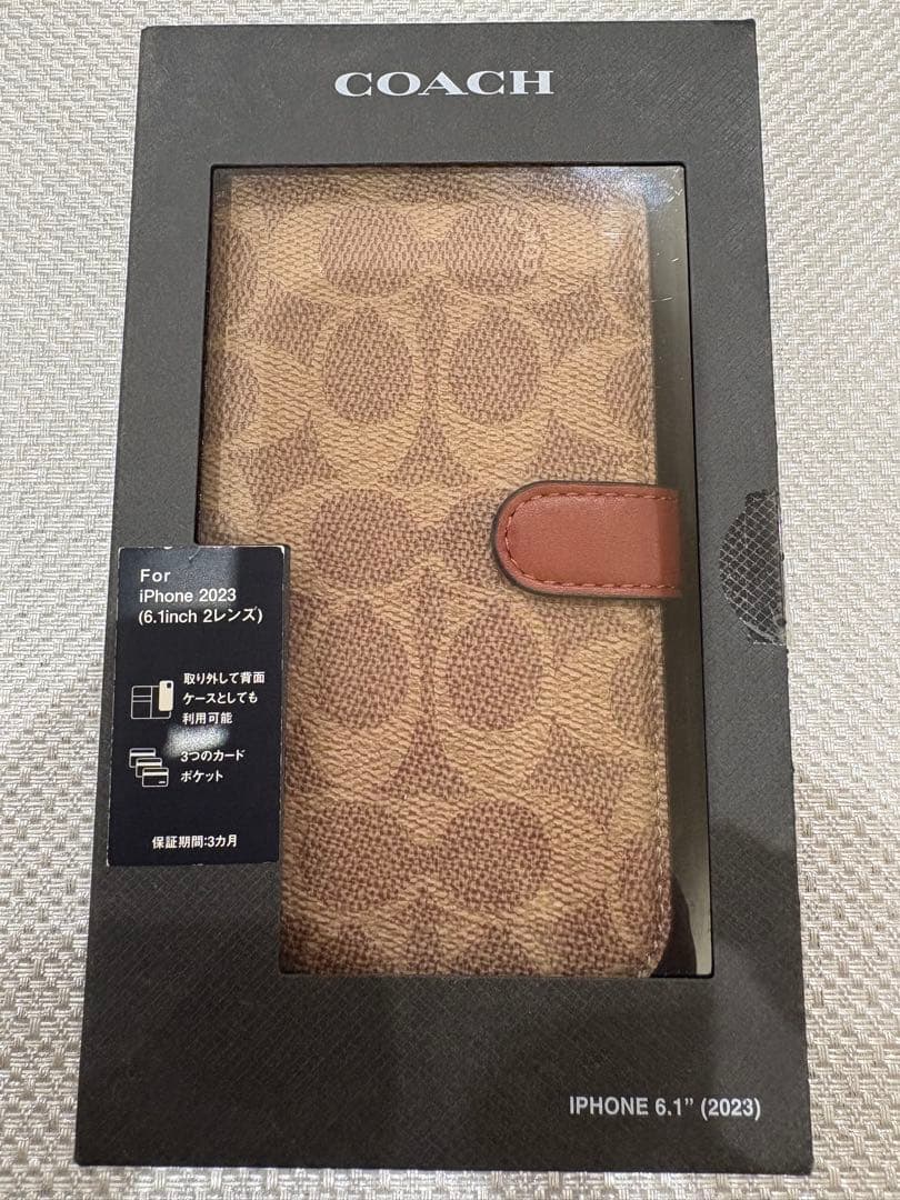 ✮COACH iPhone 15 手帳型ケース チャコール 正規品✮