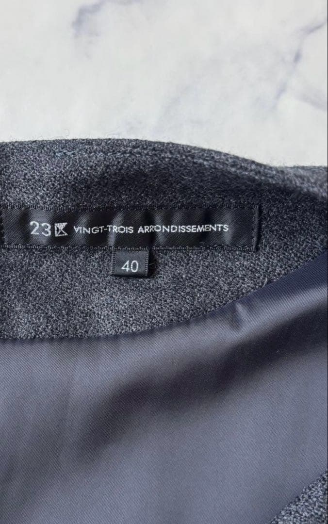 美品　23区　ウールジョーゼット フィットアンドフレア ワンピース　L 40
