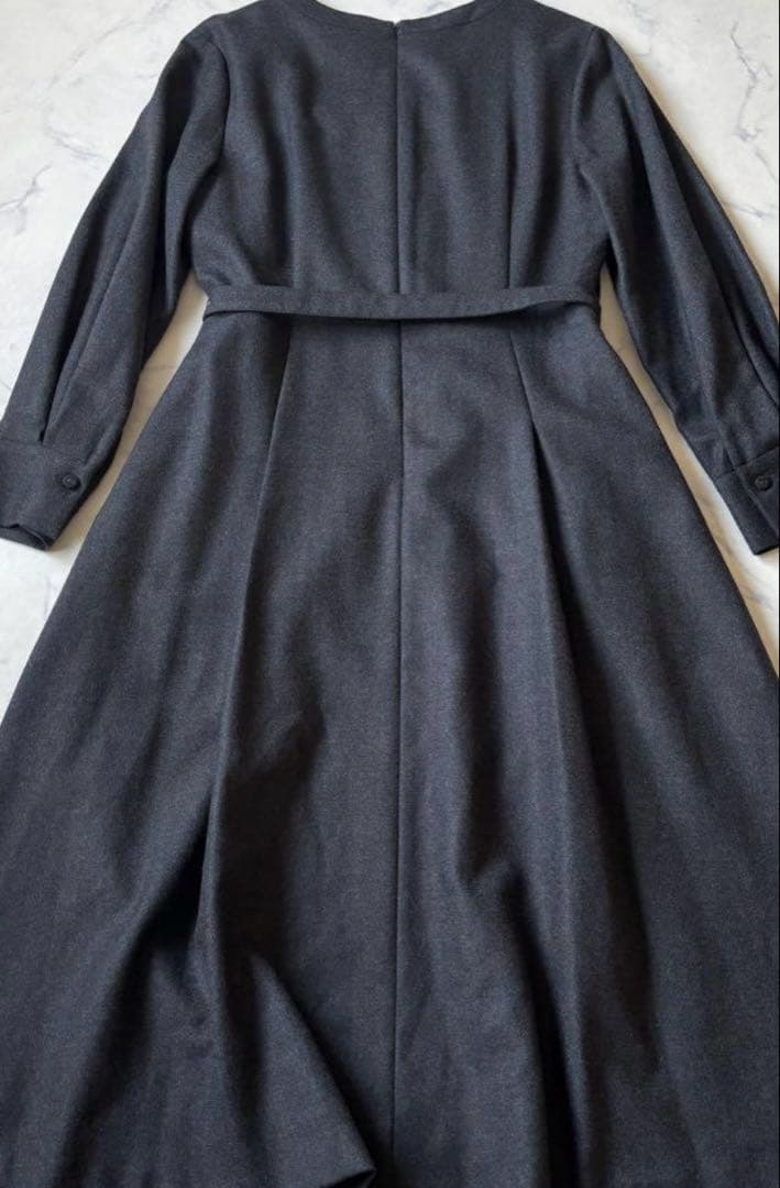 美品　23区　ウールジョーゼット フィットアンドフレア ワンピース　L 40