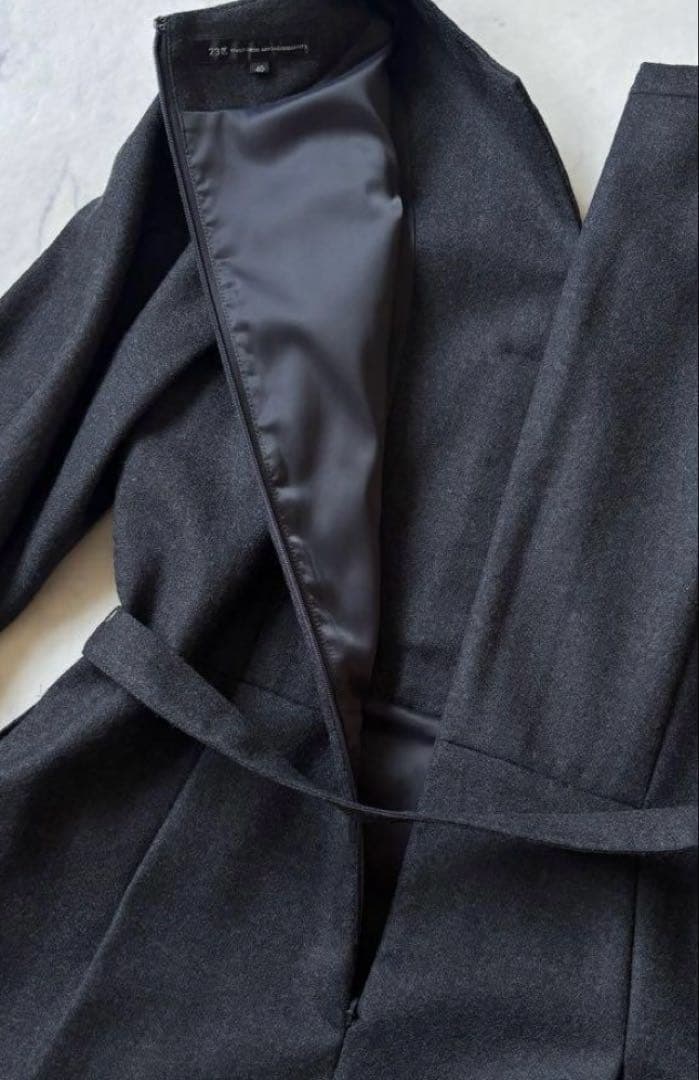 美品　23区　ウールジョーゼット フィットアンドフレア ワンピース　L 40