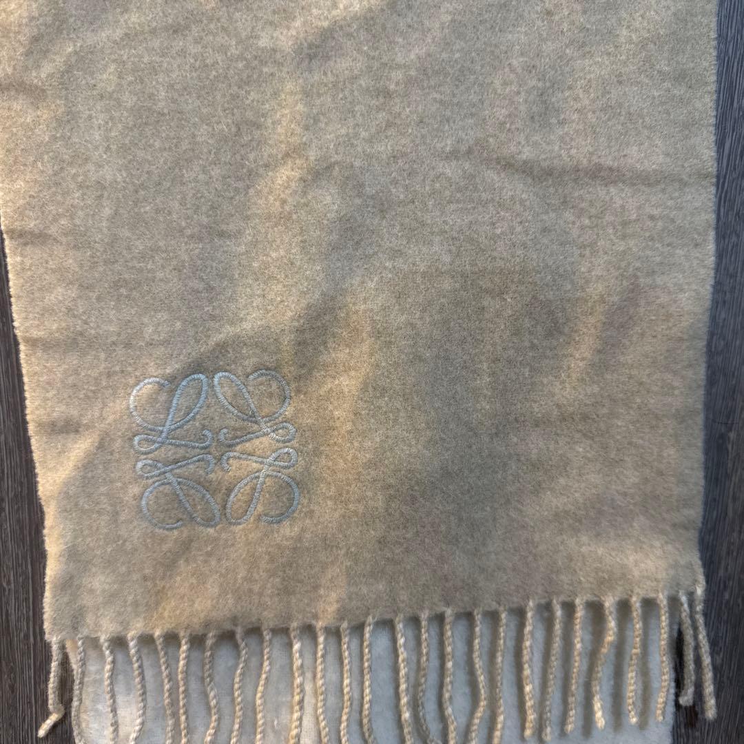 LOEWE マフラー　バイカラー ホワイト/ベージュ