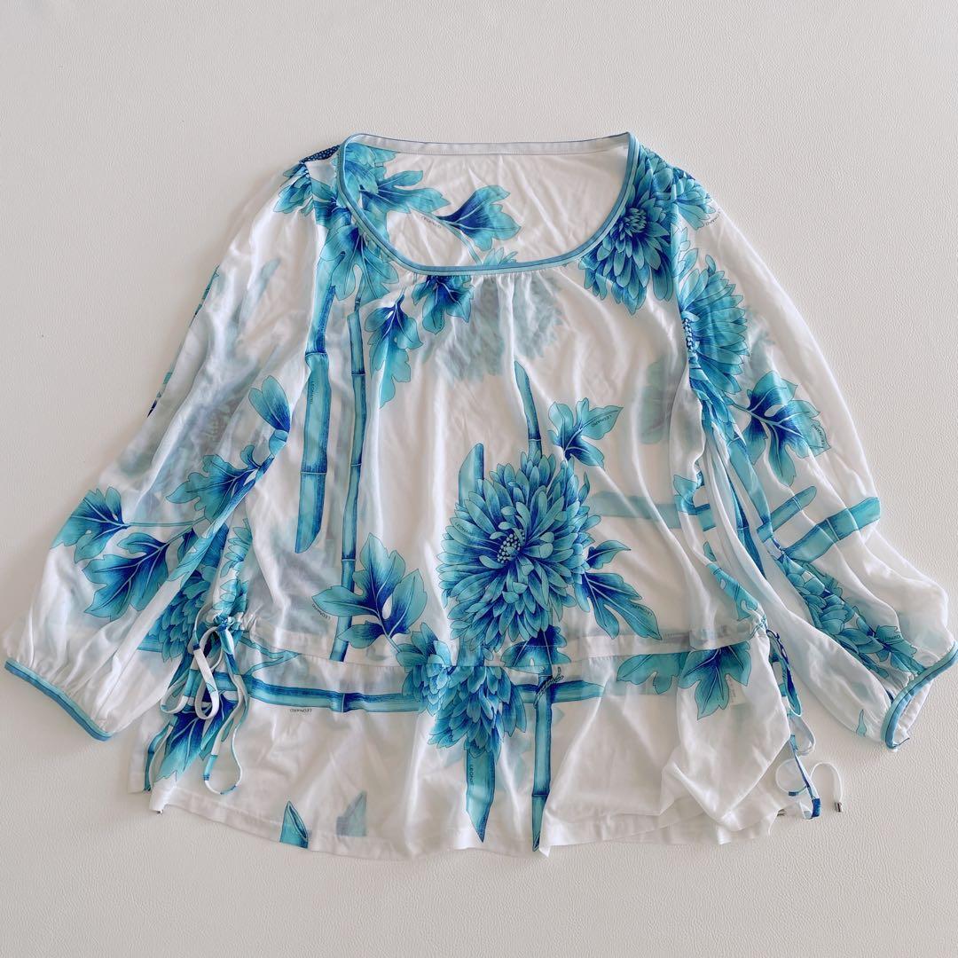 美品✨LEONARD レオナール カンカン 総柄 花ダリア チュニック　長袖