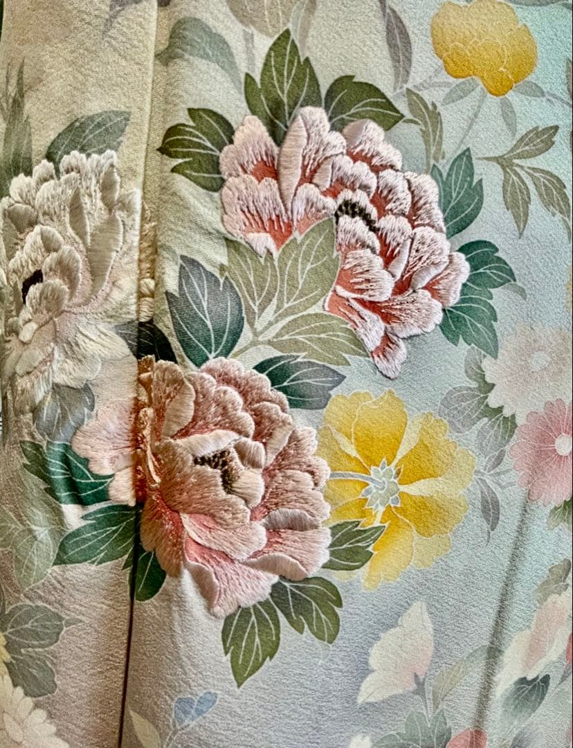 R R R☆◆H-10◆着物 訪問着 フルセット◆暈し染め 刺繍 金彩◇