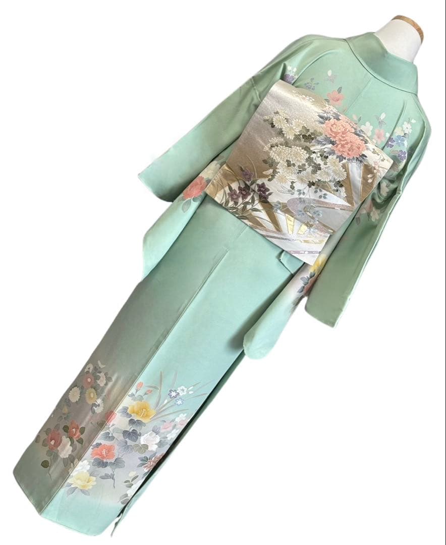 R R R☆◆H-10◆着物 訪問着 フルセット◆暈し染め 刺繍 金彩◇